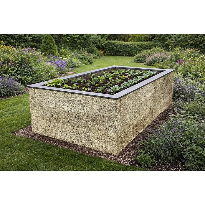 Hochbeet - Holzbeton - Premium (Maße: 325x325x325x75 cm, Holz, Grau/Braun, 75 cm) | BAUHAUS