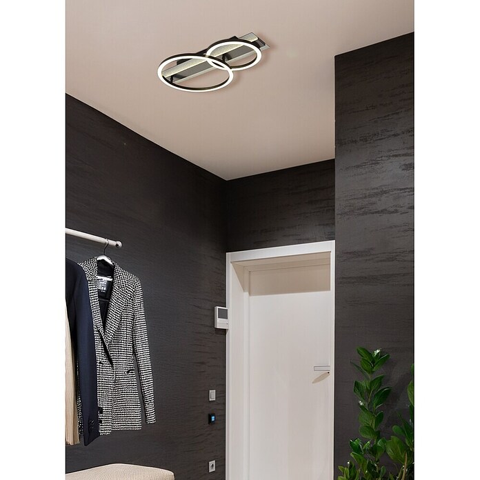 Globo LED stropna svjetiljka Norberto  (30 W, D x Š x V: 482 x 300 x 88 mm, Crna) | BAUHAUS