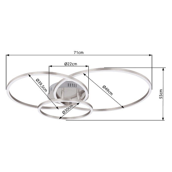 Globo LED stropna svjetiljka Munni  (40 W, D x Š x V: 680 x 550 x 100 mm, Siva) | BAUHAUS