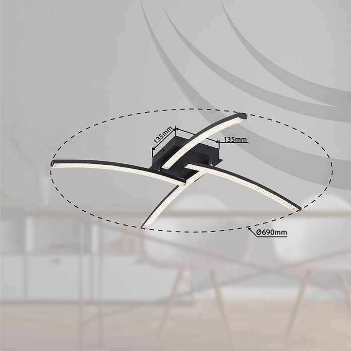 Globo LED stropna svjetiljka Jules  (24 W, D x Š x V: 690 x 690 x 105 mm, Crna) | BAUHAUS