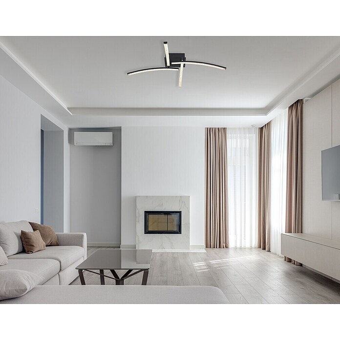 Globo LED stropna svjetiljka Jules  (24 W, D x Š x V: 690 x 690 x 105 mm, Crna) | BAUHAUS
