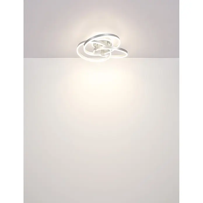 Globo LED-Deckenleuchte Herwig - 56 W, L x B x H: 600 x 575 x 200 mm - Moderne weiße LED-Deckenleuchte mit verschlungenen Spiralringen.