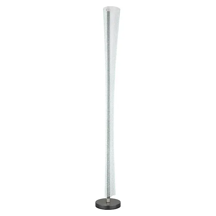 Globo LED-Stehleuchte Malinda - 48 W, Höhe: 1.550 mm - Hohe Stehlampe mit klarem, texturiertem Schirm, internem Sprudeleffekt und dunklem Rundsockel.