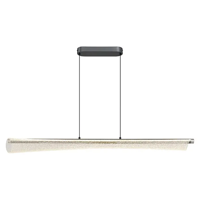 Globo LED-Pendelleuchte rund Malinda - 36 W, Ø x H: 1.210 cm x 1.200 mm - Moderne lineare Pendelleuchte mit grauem rechteckigem Baldachin und einem länglichen, mattierten Lichtbalken.