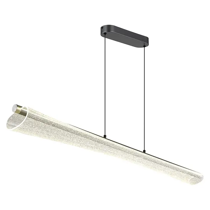 Globo LED-Pendelleuchte rund Malinda - 36 W, Ø x H: 1.210 cm x 1.200 mm - Moderne lineare LED-Pendelleuchte mit dunkelgrauer Halterung und strukturierter beleuchteter Röhre.