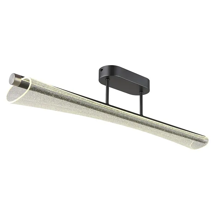 Globo LED-Deckenleuchte Malinda - 28 W, L x B x H: 810 x 120 x 190 mm - Moderne lineare Pendelleuchte mit strukturierter klarer Leuchtröhre und schwarzer ovaler Deckenhalterung.