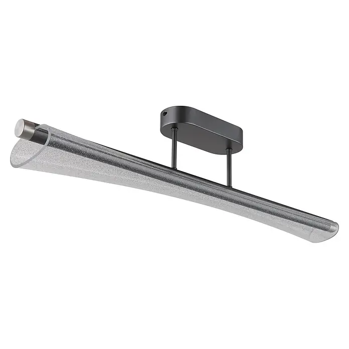 Globo LED-Deckenleuchte Malinda - 28 W, L x B x H: 810 x 120 x 190 mm - Moderne lineare Deckenleuchte mit dunkelgrauem Gehäuse und klarem, konischem, texturiertem Diffusor.