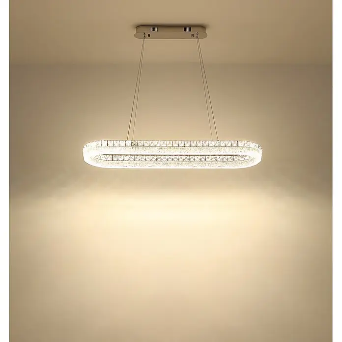 Globo LED-Pendelleuchte rund Laurel - 40 W, L x B x H: 1.001 x 315 x 1.200 mm - Elegante ovale Kristall-Hängeleuchte, von der Decke herabhängend, warmes Licht spendend.