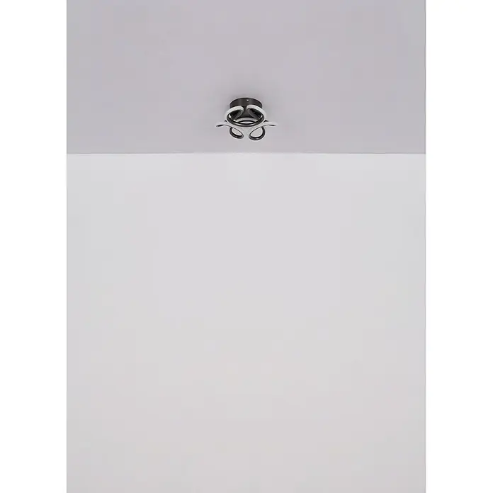 Globo LED-Deckenleuchte Melisand - 24 W - Moderne Deckenleuchte mit dunkelgrauem Sockel und geschwungenen weißen LED-Streifen.