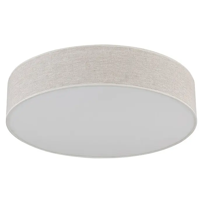 Globo LED-Deckenleuchte rund Jule - 7 W, Ø x H: 58 cm x 155 mm - Runde Deckenleuchte mit hellbeigem Stoffschirm und weißem Diffusor.