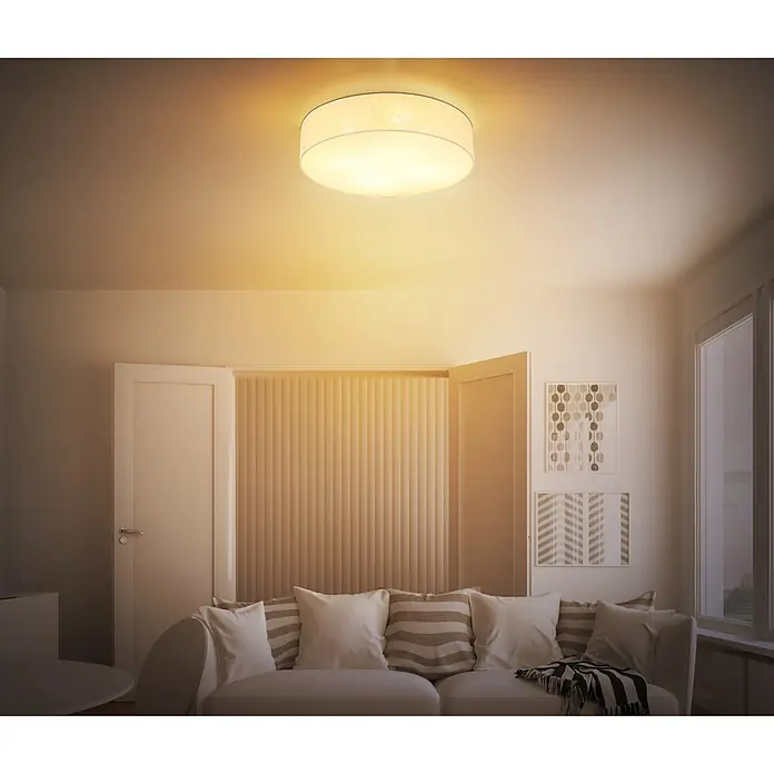 Globo LED-Deckenleuchte rund Jule - 7 W, Ø x H: 58 cm x 155 mm - Runde Deckenleuchte aus Stoff, die ein warmes Licht in einem modernen Wohnzimmer spendet.