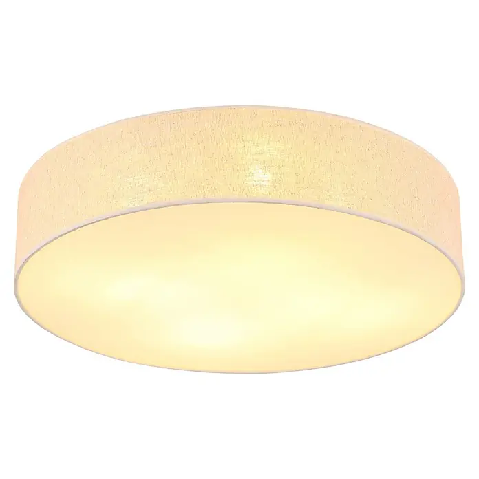 Globo LED-Deckenleuchte rund Jule - 7 W, Ø x H: 58 cm x 155 mm - Runde Stoff-Deckenleuchte mit warmer, diffuser Beleuchtung.