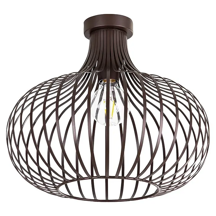 Globo Deckenleuchte Mateo - 40 W, E27 - Dunkelbraune Deckenleuchte aus Metallgeflecht mit sichtbarer Edison-Glühbirne.