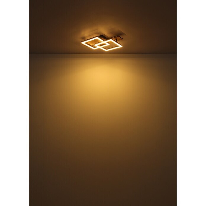 Globo LED stropna svjetiljka Jeffry  (16 W, D x Š x V: 440 x 330 x 85 mm, Crna, smeđa, Topla bijela) | BAUHAUS