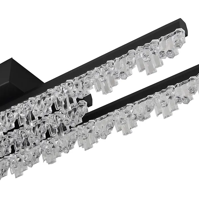Globo LED-Deckenleuchte Hilton - 36 W, L x B x H: 1.020 x 128 x 85 mm, Warmweiß - Schwarze Leuchte mit klaren, facettierten Kristall- oder Acrylelementen.