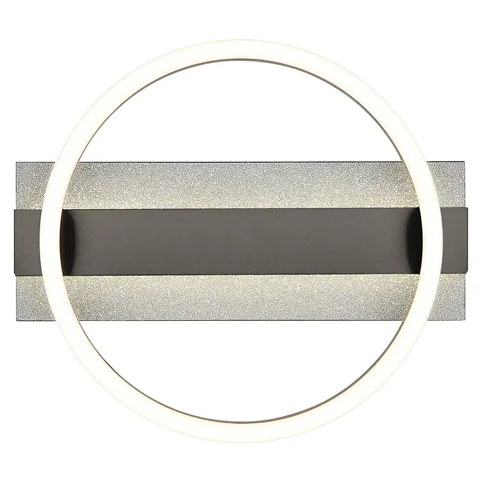 Globo LED-Deckenleuchte Norberto - 24 W, L x B x H: 342 x 300 x 68 mm - Moderne Wandleuchte mit dunkler rechteckiger Basis, parallelen beleuchteten Streifen und einem überlappenden weißen LED-Ring.