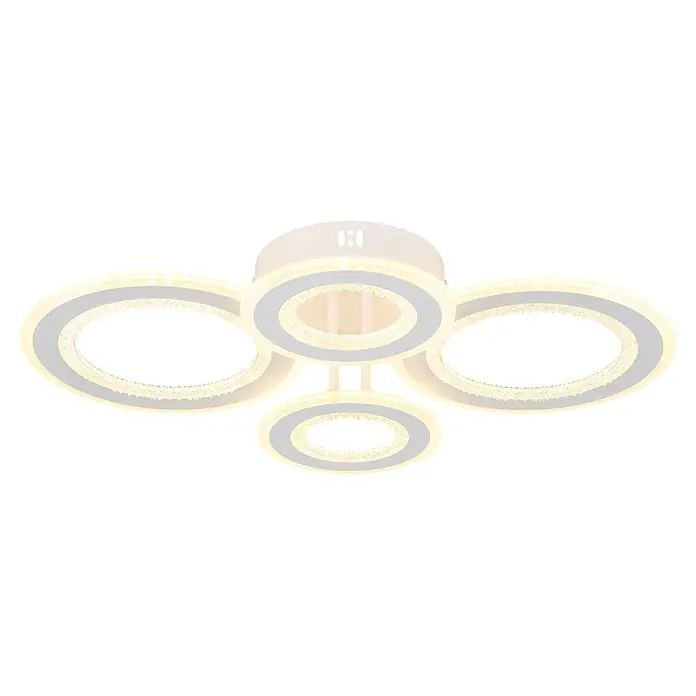 Globo LED-Deckenleuchte Anthony - 54 W, L x B x H: 590 x 420 x 120 mm - Moderne weiße LED-Deckenleuchte mit mehreren leuchtenden Ringen und kristallähnlichen Einsätzen.