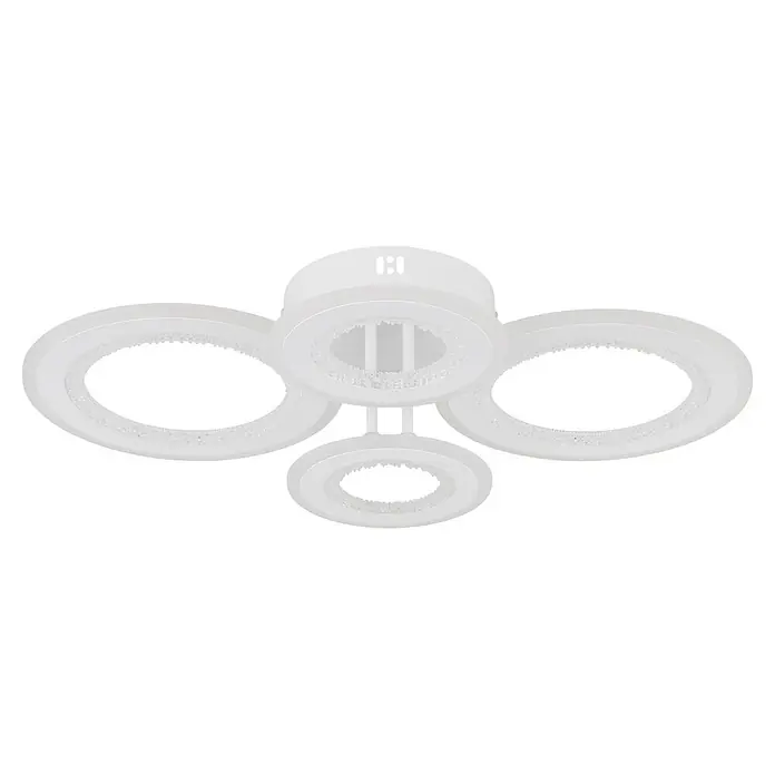 Globo LED-Deckenleuchte Anthony - 54 W, L x B x H: 590 x 420 x 120 mm - Moderne weiße Deckenleuchte mit mehreren verbundenen Ringen, teils mit texturierter, kristallähnlicher Innenfläche.