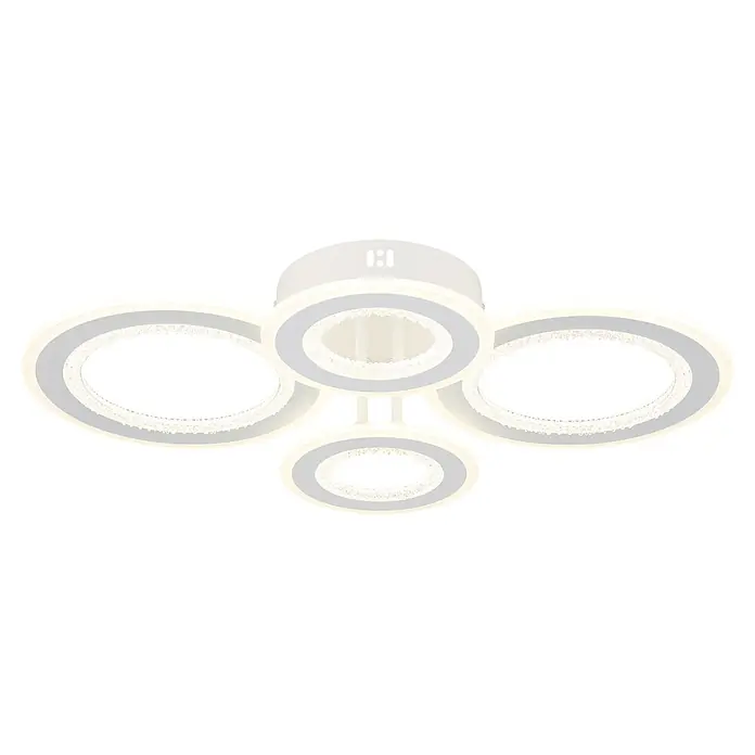 Globo LED-Deckenleuchte Anthony - 54 W, L x B x H: 590 x 420 x 120 mm - Moderne weiße LED-Deckenleuchte mit vier runden Ringen und funkelndem Kristalleffekt.