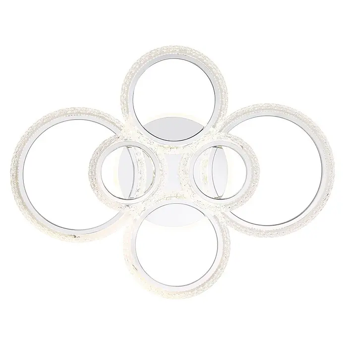 Globo LED-Deckenleuchte Salinas - 48 W, L x B x H: 780 x 605 x 115 mm - Moderne LED-Deckenleuchte mit mehreren leuchtenden Ringen, teils mit strukturierter, kristallähnlicher Oberfläche.