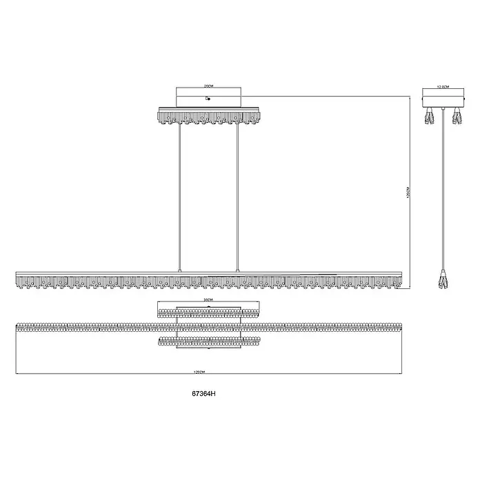 Globo LED-Pendelleuchte rund Hilton - 32 W - Länglicher, mehrstufiger Kronleuchter mit dekorativen Hängeelementen, für elegante Raumbeleuchtung.