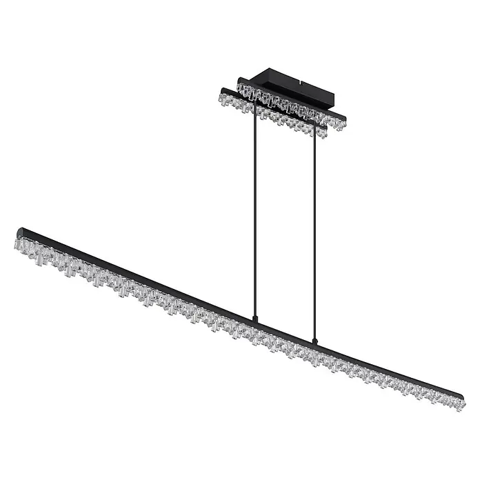 Globo LED-Pendelleuchte rund Hilton - 32 W - Lineare schwarze Pendelleuchte mit klaren Kristallakzenten für moderne Innenräume.