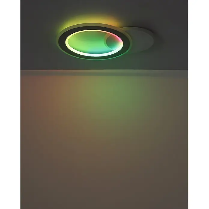 Globo LED-Deckenleuchte Mavis - 21 W, L x B x H: 51 x 38 x 4 cm, Weiß - Moderne Deckenleuchte mit farbiger LED-Beleuchtung, die lebendige Farbtöne an die Wand wirft.