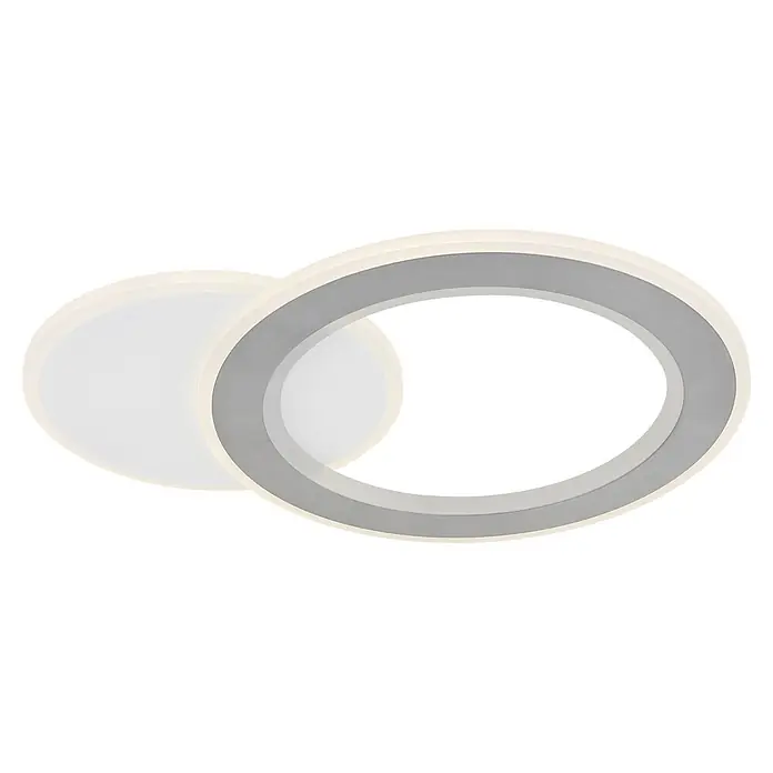Globo LED-Deckenleuchte Mavis - 21 W, L x B x H: 51 x 38 x 4 cm, Weiß - Moderne, überlappende ovale LED-Deckenleuchten, eine reinweiß, die andere mit grauem Innenband.