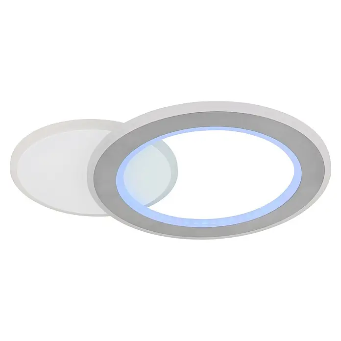 Globo LED-Deckenleuchte Mavis - 21 W, L x B x H: 51 x 38 x 4 cm, Weiß - Moderne LED-Deckenleuchte mit weißer Scheibe und grauem Ovalring, der blaues Licht abgibt.