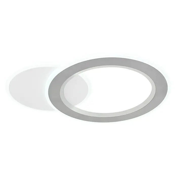 Globo LED-Deckenleuchte Mavis - 21 W, L x B x H: 51 x 38 x 4 cm, Weiß - Zwei überlappende ovale LED-Leuchten, eine massiv weiß, die andere ein grau-weißer Ring. Moderne Beleuchtung.