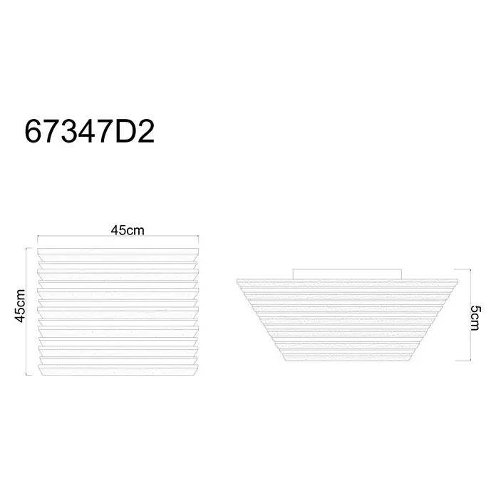 Globo LED-Deckenleuchte Hayden - 30 W, L x B x H: 45 x 45 x 5 cm, Warmweiß, 1.500 lm - Rechteckiger, gerippter, sich verjüngender Pflanzkübel mit texturierter Oberfläche, 45cm hoch, 45cm breit.