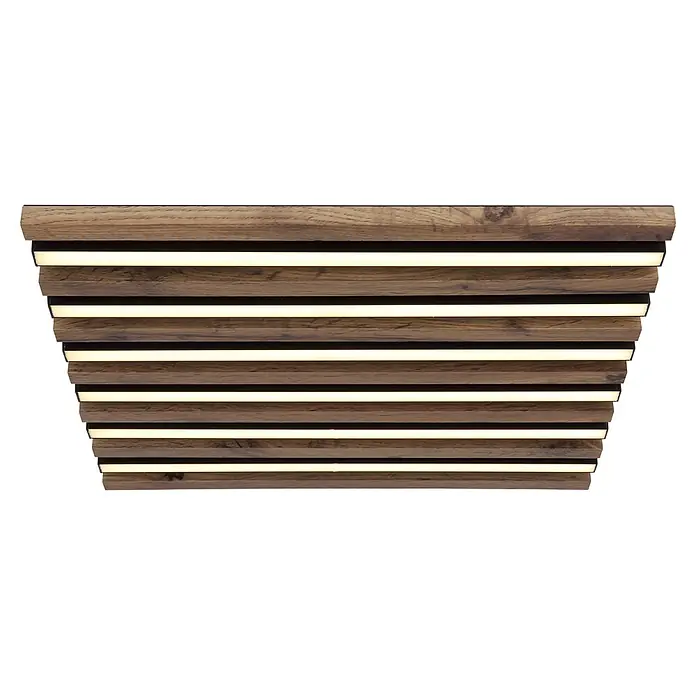 Globo LED-Deckenleuchte Hayden - 30 W, L x B x H: 45 x 45 x 5 cm, Warmweiß, 1.500 lm - Wandpaneel aus Holzlamellen mit integrierter warmer LED-Beleuchtung.