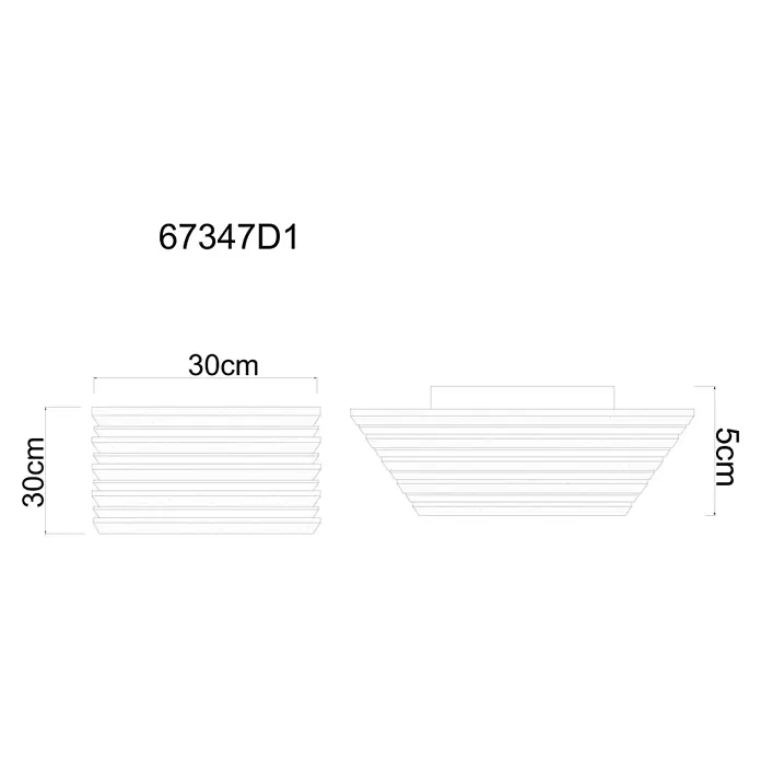 Globo LED-Deckenleuchte Hayden - 15 W, L x B x H: 30 x 30 x 5 cm, Warmweiß, 800 lm - Rechteckiger gerippter Pflanzkasten, 30cm hoch und 30cm breit, mit 5cm Pflanztiefe.