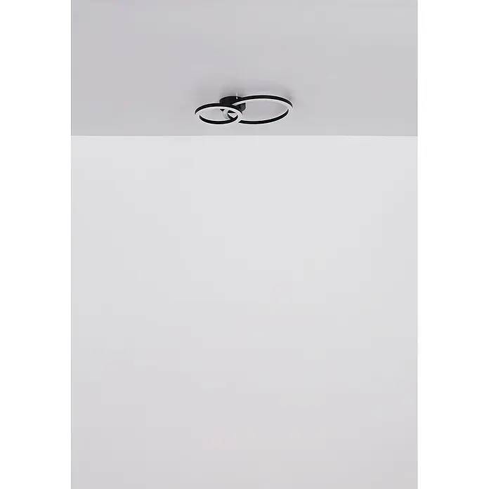 Globo LED-Deckenleuchte Adda - 15 W, L x B x H: 42 x 30 x 7 cm, Schwarz - Schwarze Deckenleuchte mit zwei sich überschneidenden Ringen.