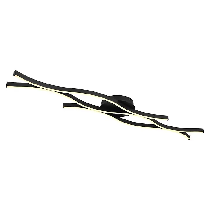 Globo Deckenleuchte Geronimo - 35 W, L x B x H: 108 x 18 x 6 cm, Schwarz - Schwarze LED-Deckenleuchte mit fließendem, geschwungenem Design.