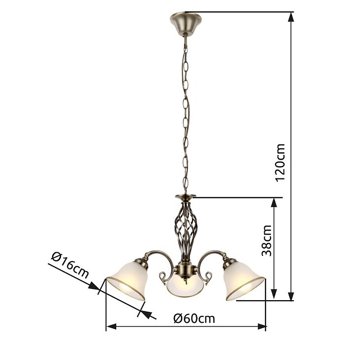 Globo Visilica Odin  (60 W, 120 cm, Broj žarulja: 3 Kom.) | BAUHAUS