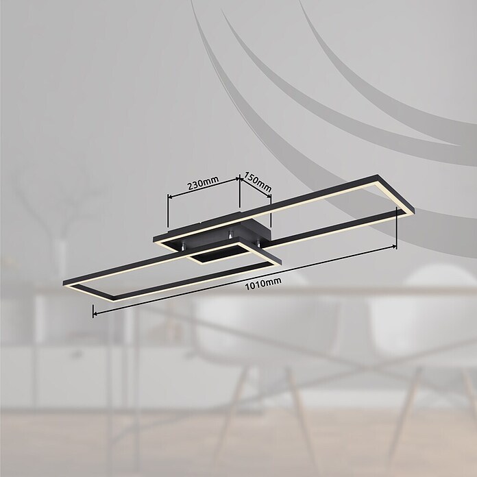 Globo LED-Deckenleuchte Tatjana (36 W, L x B x H: 101 x 29 x 7,5 cm, Schwarz) | BAUHAUS
