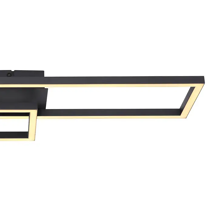 Globo LED-Deckenleuchte Tatjana - 24 W, L x B x H: 71 cm x 23 m x 7,5 cm, Schwarz, Warmweiß - Moderne schwarze LED-Deckenleuchte mit geometrischen rechteckigen Rahmen, die warmes Licht abstrahlt.