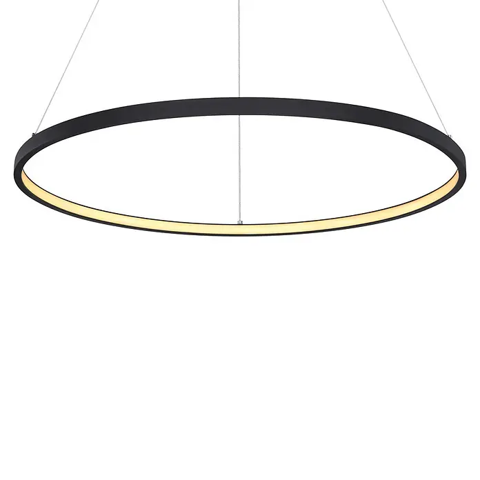 Globo LED-Pendelleuchte Ralph - Ø x H: 60,5 x 120 cm, 29 W, Warmweiß - Schwarze runde LED-Pendelleuchte mit warmweißem Licht.