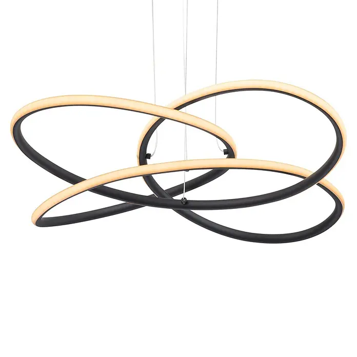Globo LED-Pendelleuchte Panda - 30 W, Höhe: 120 cm, Warmweiß - Schwarze, abstrakt geformte Pendelleuchte mit verschlungenen warmweißen LED-Schlaufen.
