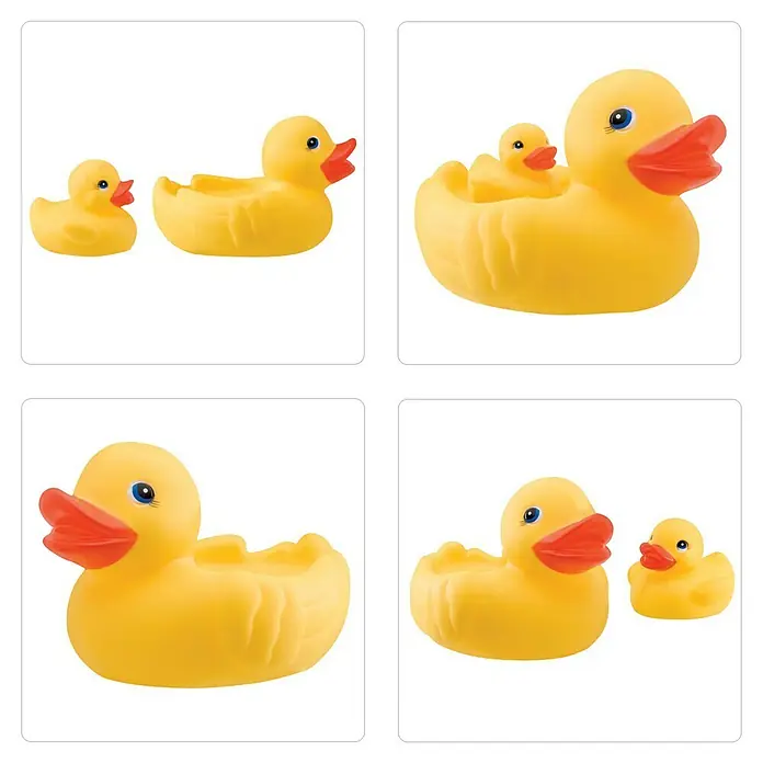 Vinilo para azulejos - Patitos de baño, 15 x 15 cm, 4 pzs. - Pato de goma amarillo y juego de familia de patos con patos madre y bebé.