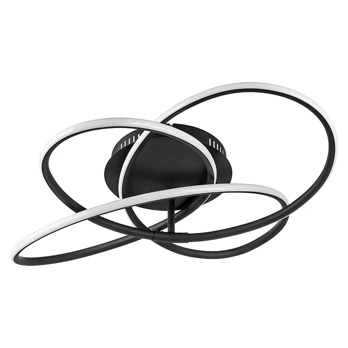 Globo LED-Deckenleuchte Panda - 30 W, Durchmesser: 600 mm, Warmweiß - Moderne LED-Deckenleuchte mit verschlungenen schwarz-weißen Ringen.