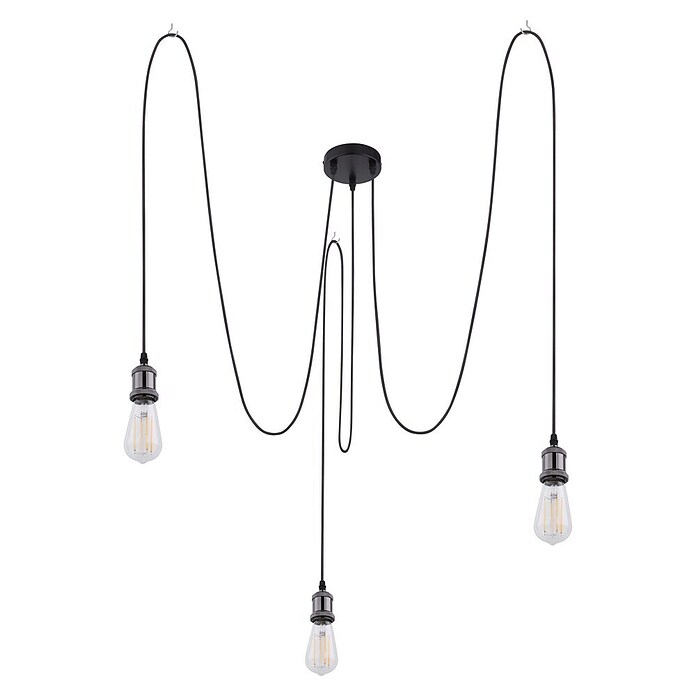 Globo Lámpara para colgar Oliver (Ø x Al: 120 x 1.000 mm, Número de bombillas: 3 ud., Negro) | BAUHAUS