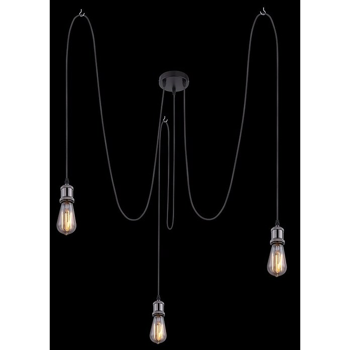 Globo Lámpara para colgar Oliver (Ø x Al: 120 x 1.000 mm, Número de bombillas: 3 ud., Negro) | BAUHAUS