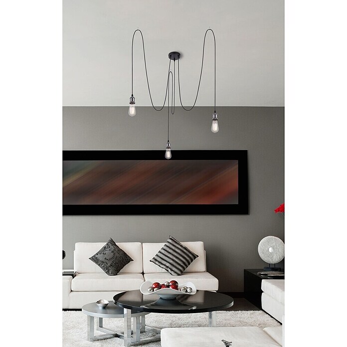 Globo Lámpara para colgar Oliver (Ø x Al: 120 x 1.000 mm, Número de bombillas: 3 ud., Negro) | BAUHAUS