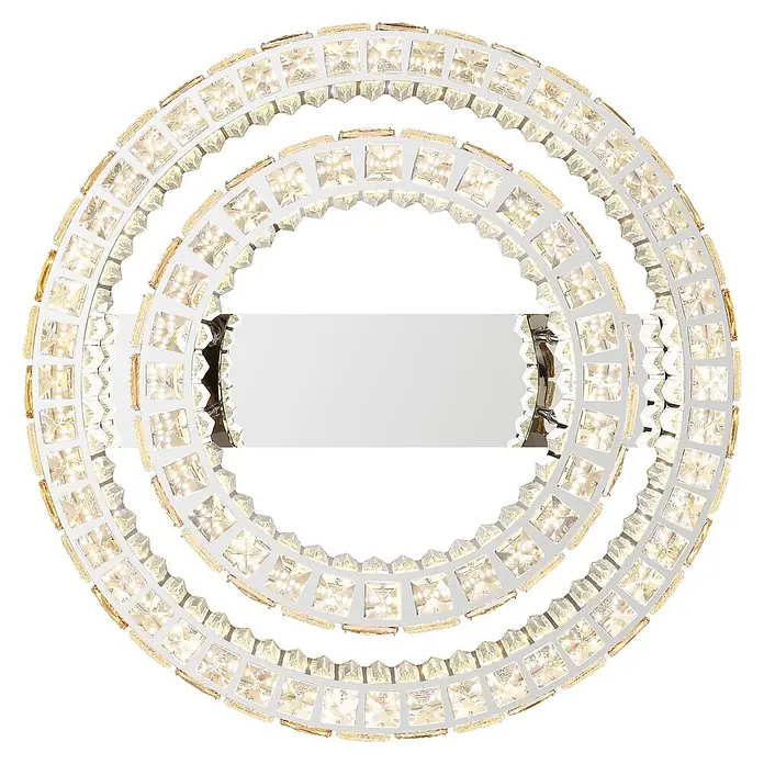 Globo LED-Deckenleuchte Lidia - 55 W - Runde LED-Deckenleuchte mit mehreren konzentrischen Ringen aus quadratischen Kristallen, die helles weißes Licht abgibt.