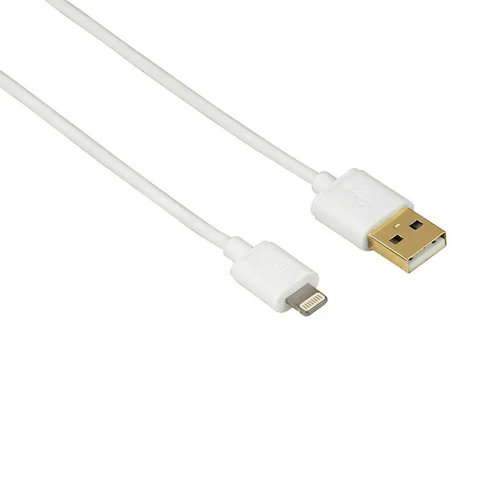 Hama USB-Kabel - 1,5 m, USB A-Stecker, Lightning-Stecker, Vergoldete Kontakte - Weißes Lightning-auf-USB-Kabel. Zum Aufladen und Synchronisieren von Apple-Geräten, wie iPhones und iPads, mit einem Computer oder Ladegerät.