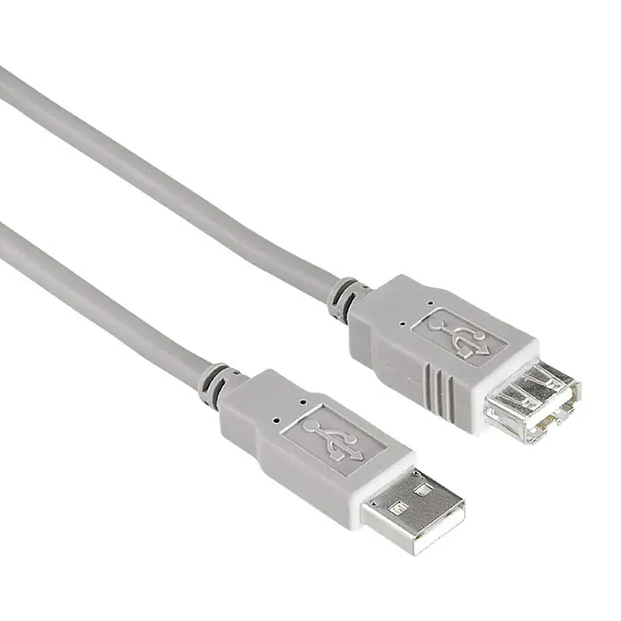 Hama USB-Verlängerungskabel - 1,8 m, USB A-Kupplung, USB A-Stecker - Graues USB-Verlängerungskabel mit USB-A-Stecker und USB-A-Buchse für vielseitige Geräteverbindungen und Datenübertragung.