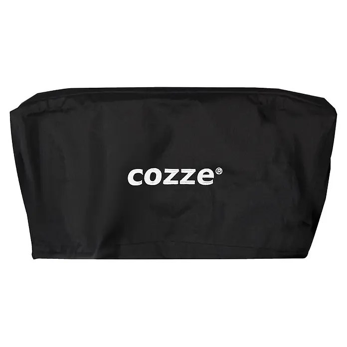 Cozze Grill-Schutzhülle - Passend für: Pizza Ofen 13, Polyester - Schwarze Stoffabdeckung mit weißem „cozze®“-Logo.