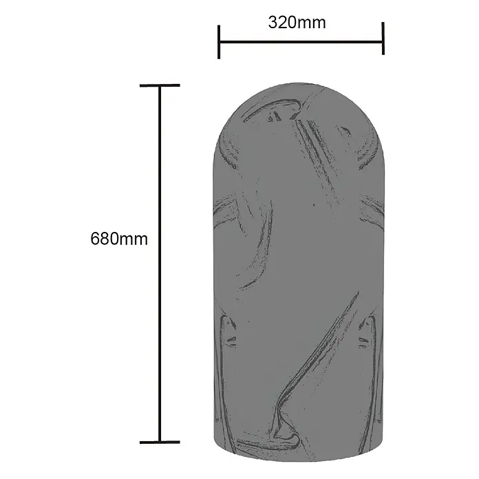 Cozze Grill-Schutzhülle Gasflasche - Ø x H: 32 x 68 cm, Kunststoff - Graue, texturierte Säule mit abgerundeter Oberseite, 680 mm H x 320 mm B.